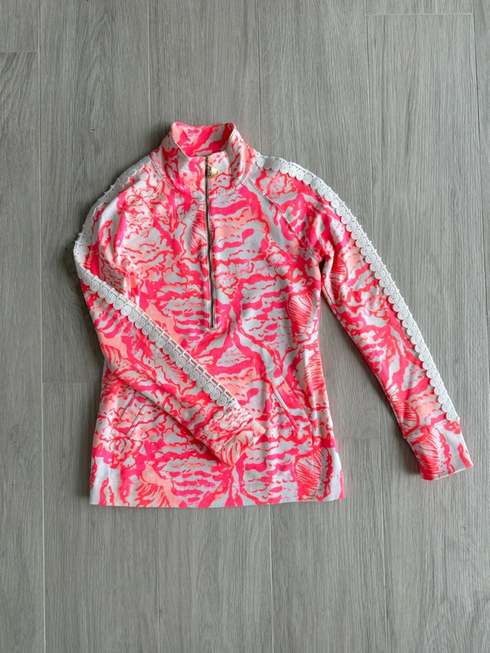 Lilly Pulitzer Pink & Coral Printed Half-Zip Pullover